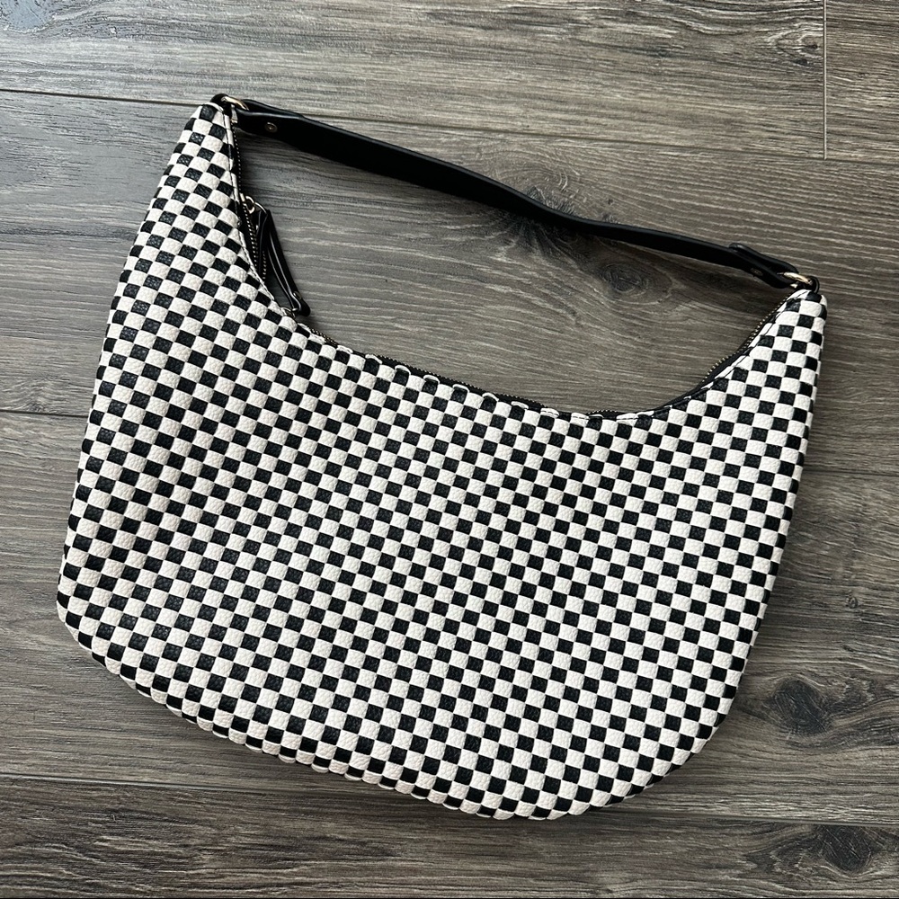 Faux Leather Checkered Shoulder Bag
